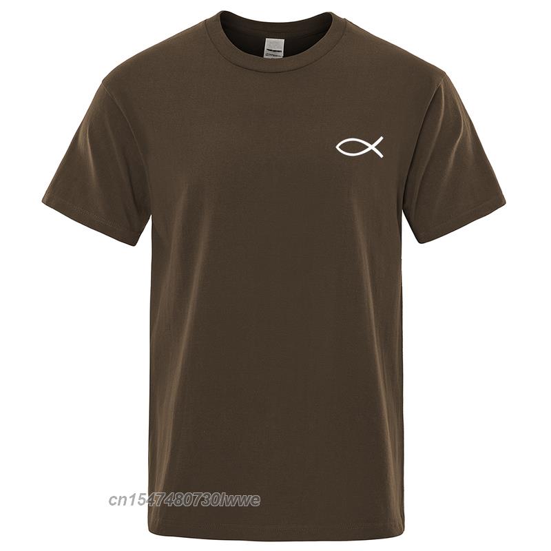 New T Shirt Unisexs Brand Tees Boys Male TShirt Tops Christian Jesus Fish High Quality Brand Unisex Tshirt