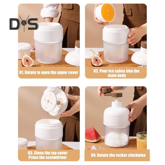 Eisrasiermaschine, Edelstahlklinge, handbetriebener Eiscrusher mit Eiswürfelform, tragbarer manueller Eisbereiter für Smoothies, Milchshakes