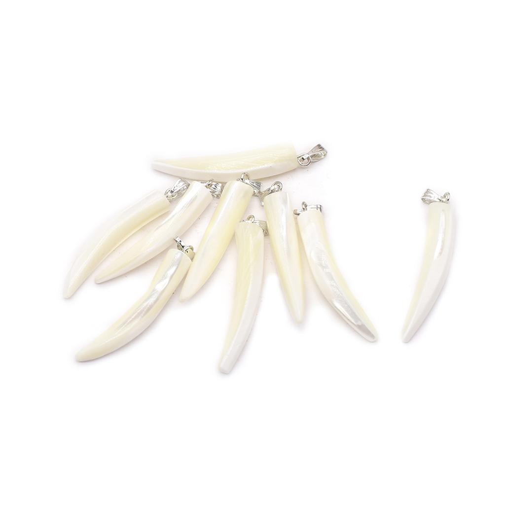 5 Stück Weiße Natürliche Muschel Elfenbein-Form Anhänger Mode Damen Herren Charms für Schmuckherstellung DIY Halskettenzubehör, Valentinstag Neujahrsgeschenk Bastelbedarf