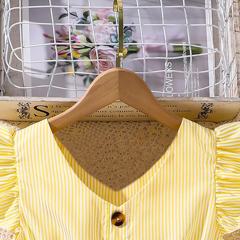 Girls' Summer Princess Striped Flutter Sleeve Dresses, Ages 3-14