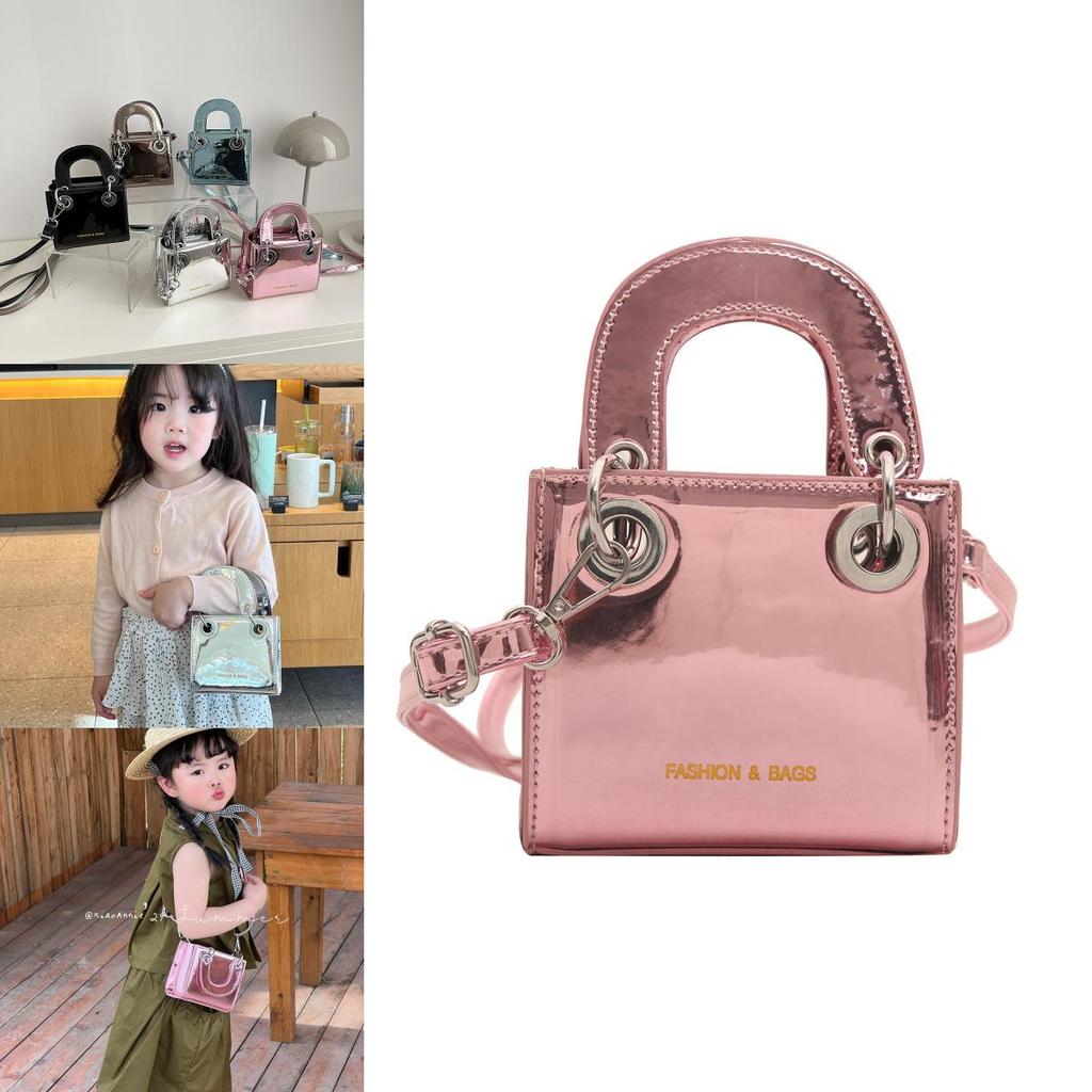 Stylish Kids Crossbody Bag Fashionable Shiny Pu Leather Small Square Bag For Boys Girls