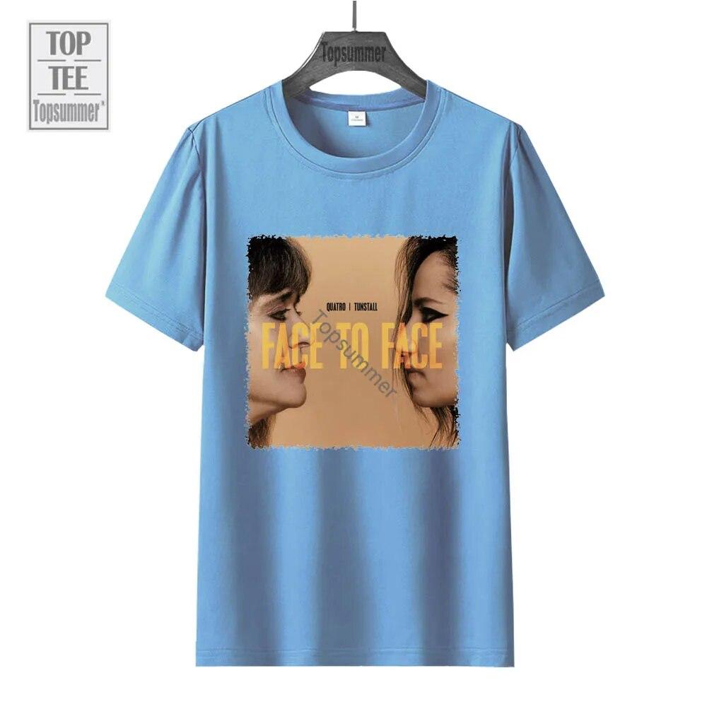 Face To Face Album T-Shirt Suzi Quatro Tour T Shirt Unisexs Rock Streetwear Graphic Print T Shirts Womens Cotton Tops Tees
