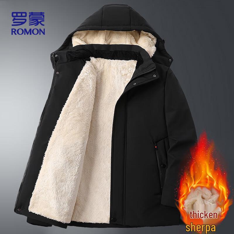 

ROMON Men s Winter Warm Detachable Hooded Cotton Jacket 2XL
