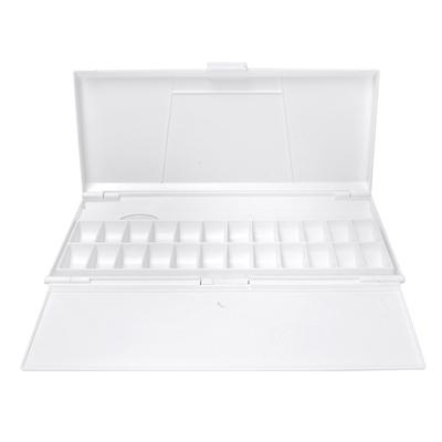 Paleta de vopsea Cutie portabilă cu tavă din plastic alb pentru desen acuarelă Rechizite pentru instrumente de artă