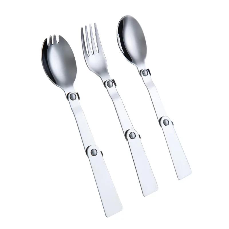 Łyżka lutownicza ze stali nierdzewnej 304 Kreatywna zastawa stołowa Outdoor Portable Three-Fold Spoon Fork Travel Folding Spoon Storage Box
