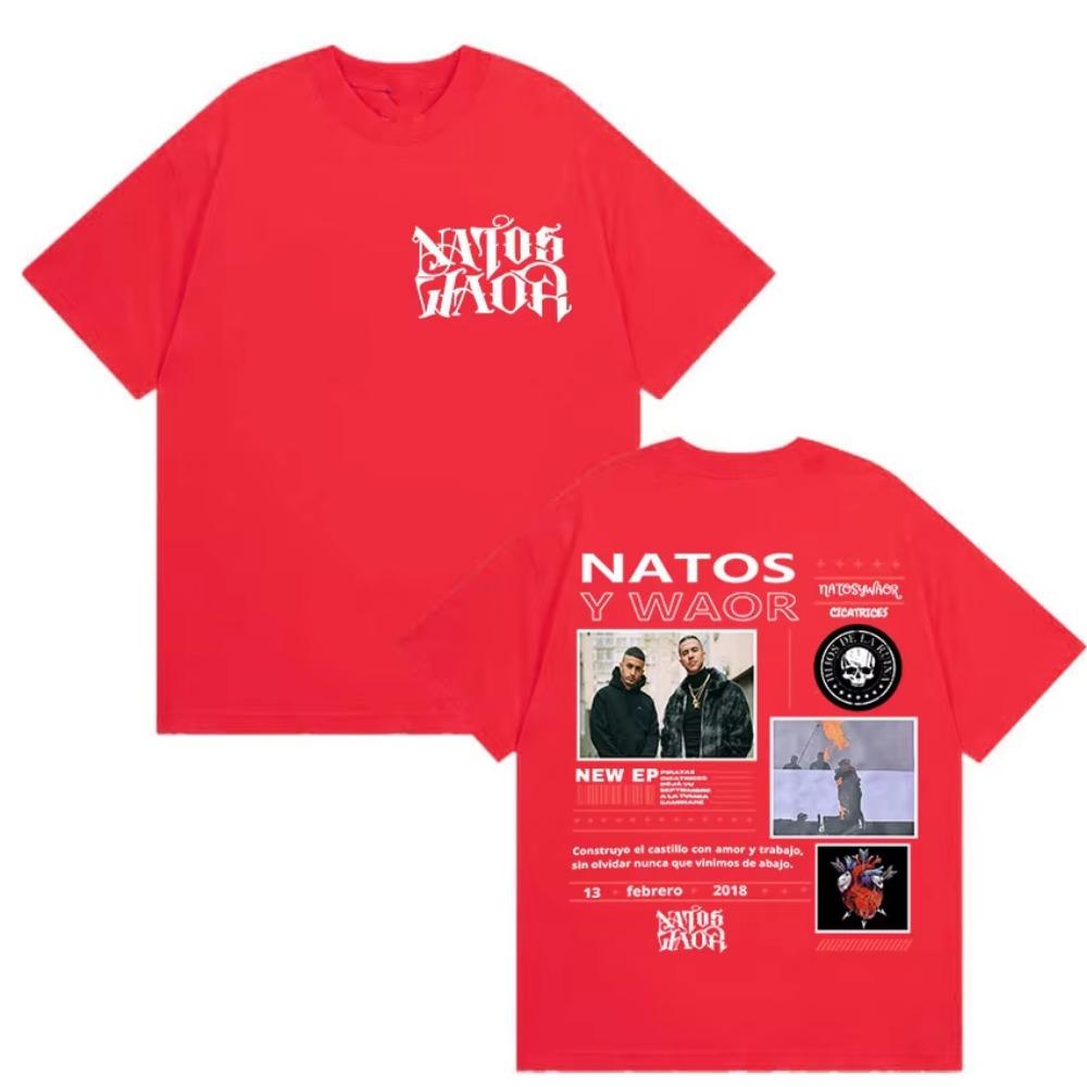 Rapper NATOS WAOR Album 2025 Merch T-Shirt Herren Hochwertige Mode O-Ausschnitt T-Shirt Hip Hop Übergroße T-Shirts Streetwear