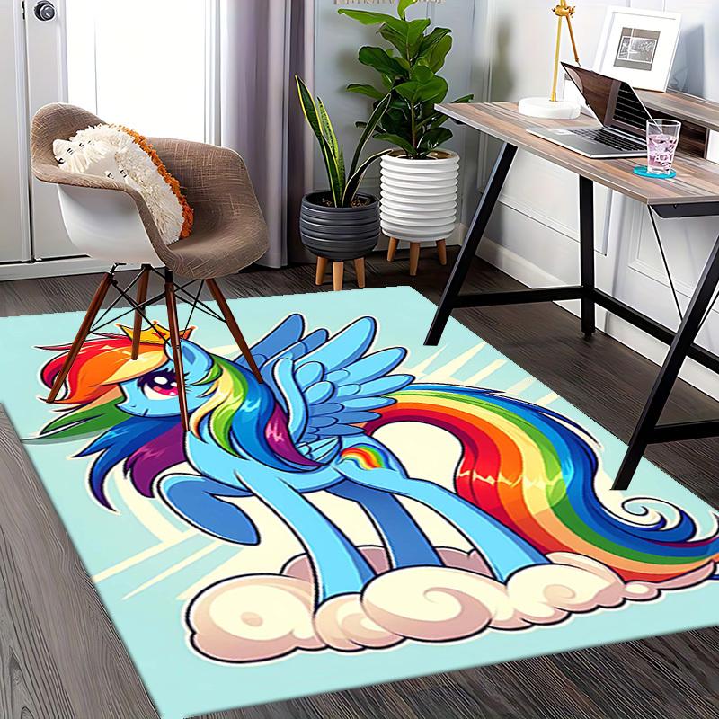 1pc Rainbow Dash Office Chair Mat - Anime Cartoon Design, Non-Slip Carpet for Home Decor, Suitable for All Seasons, Perfect Gift for Fans.H051
