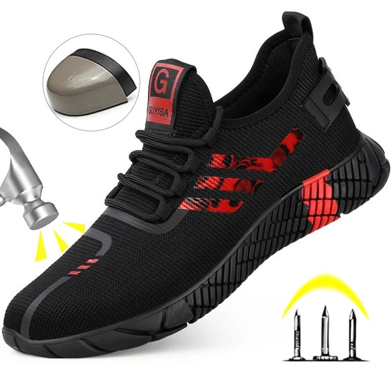 Fashion Work Sneakers Men Safety Shoes Construction Steel Toe Work Shoes Safety Boots Men Shoes Anti-Puncture Working Summer Kevlar