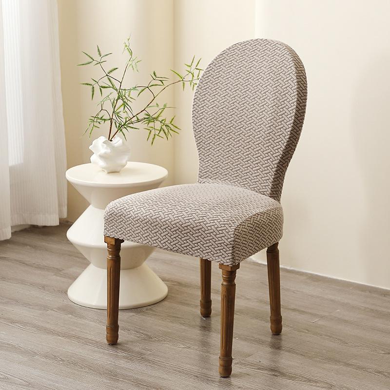 2pcs Oval Dining Table Chair Cover Stretch Backrest Round Back Dining Chair Cover Jacquard Chair Case Seat Cover for Home Hotel