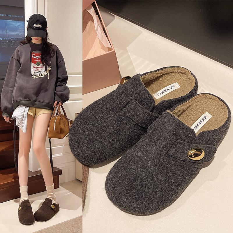 Autumn and Winter New Platform Slippers Temperament Retro Style Fashion Versatile with Skirt Temperament Bag Head Slippers Boken Shoes Tide