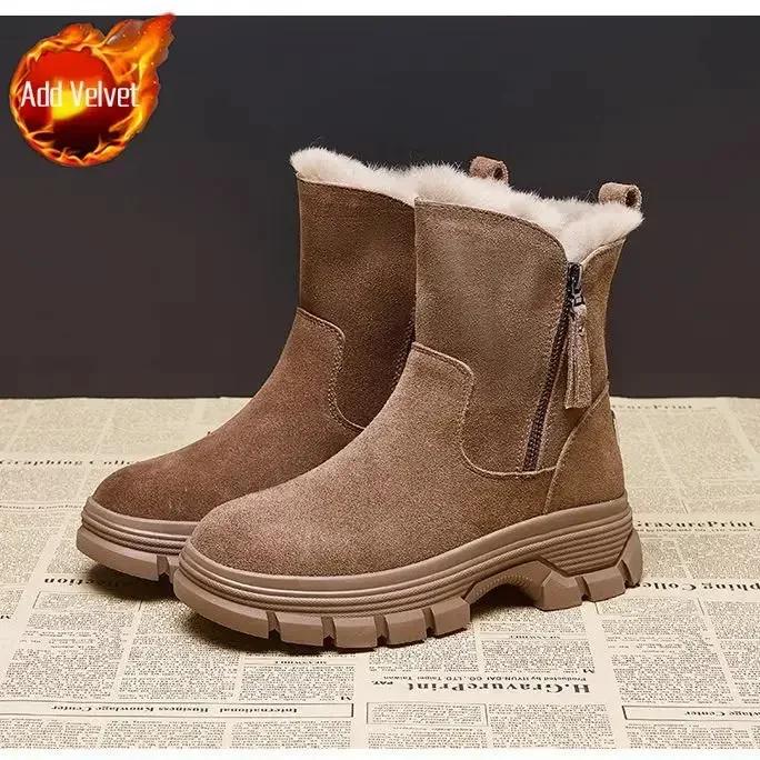 Fashion Booties Snow Boots for Women Ankle Elegant With Low Heels Padded Fashion 2024 Woman Shoes Furry No Slipery Sale Designer Luxury
