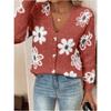 2025 Autumn Winter New European and American Flower Jacquard Pattern Button Front Closure Cardigan Long-sleeved Women's Clothing