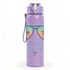 1PC Beach Sunglasses Slogan 750ml Color Plastic Sports Water Bottle Leakproof Flip Straw Lid Suitable for Sports Office Home Use