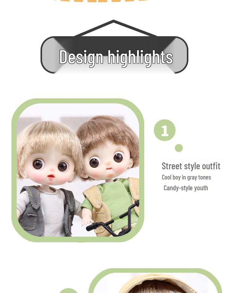 Peach Maruko 4.5" BJD Skateboard Boy Doll with Changeable Clothes - Birthday Gift Figurine