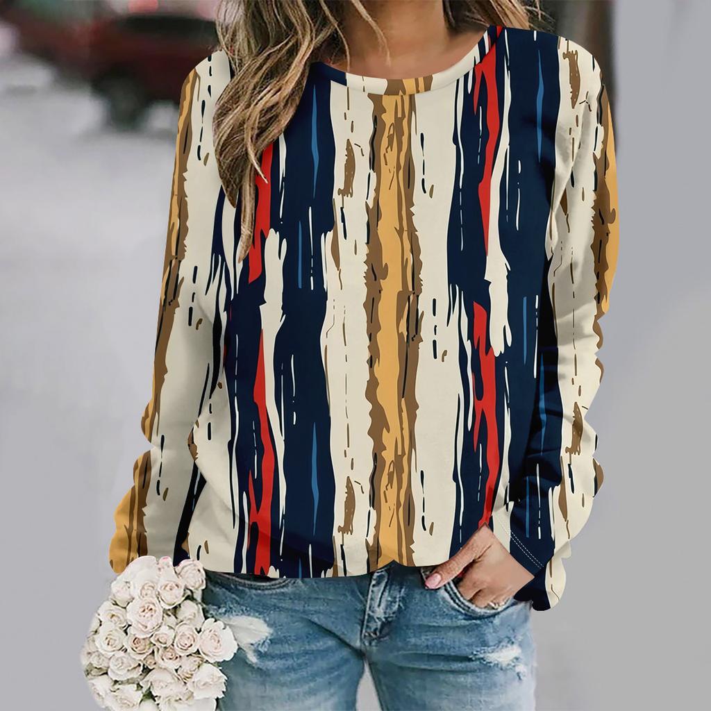 Podzimní a zimní nová móda kulatý výstřih dlouhý rukáv potištěná elegantní ležérní volná mikina