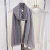 Korean Style Literary Linen Color Cotton Linen Thin Scarf Fashionable Women's Outer Shawl Spring and Summer Fashionable Solid Color Lace Scarf