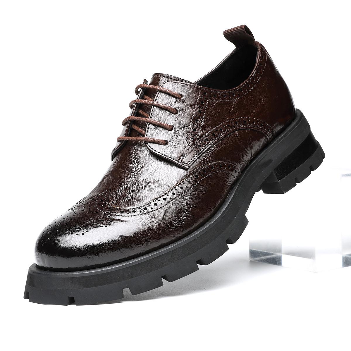 Leather Shoes Men s Leather Trend British Business Casual Men s Brock Men s Shoes Autumn Breathable 2025 New 38