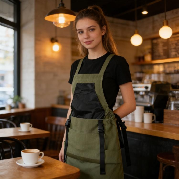 Hard Cotton Blend Apron Comfortable To Wear For Extended Time Leading Pick For Coffee Shops Bakeries And Home Kitchens