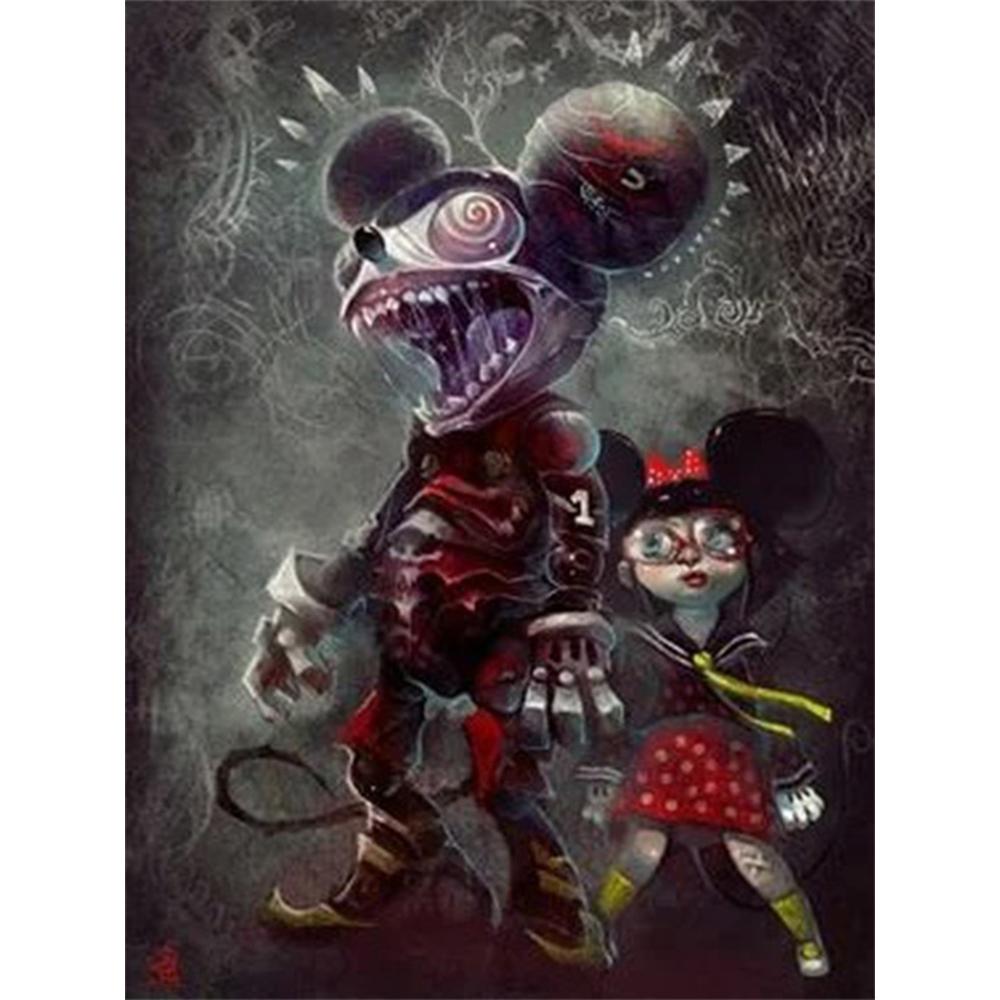 

Disney Diamond Painting, Dark Style Mickey and Minnie Art Painting, Cute DIY Rhinestone Mosaic Cross stitch Kit Embroidery Gift, Home Decor Round 20x30cm