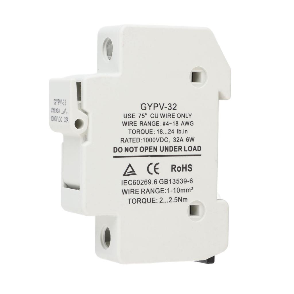 1P 32A 1000VDC Solar PV Fuse Holder 1000VDC 20A Photovoltaic Fuse Kit for Short Circuit Break Protection