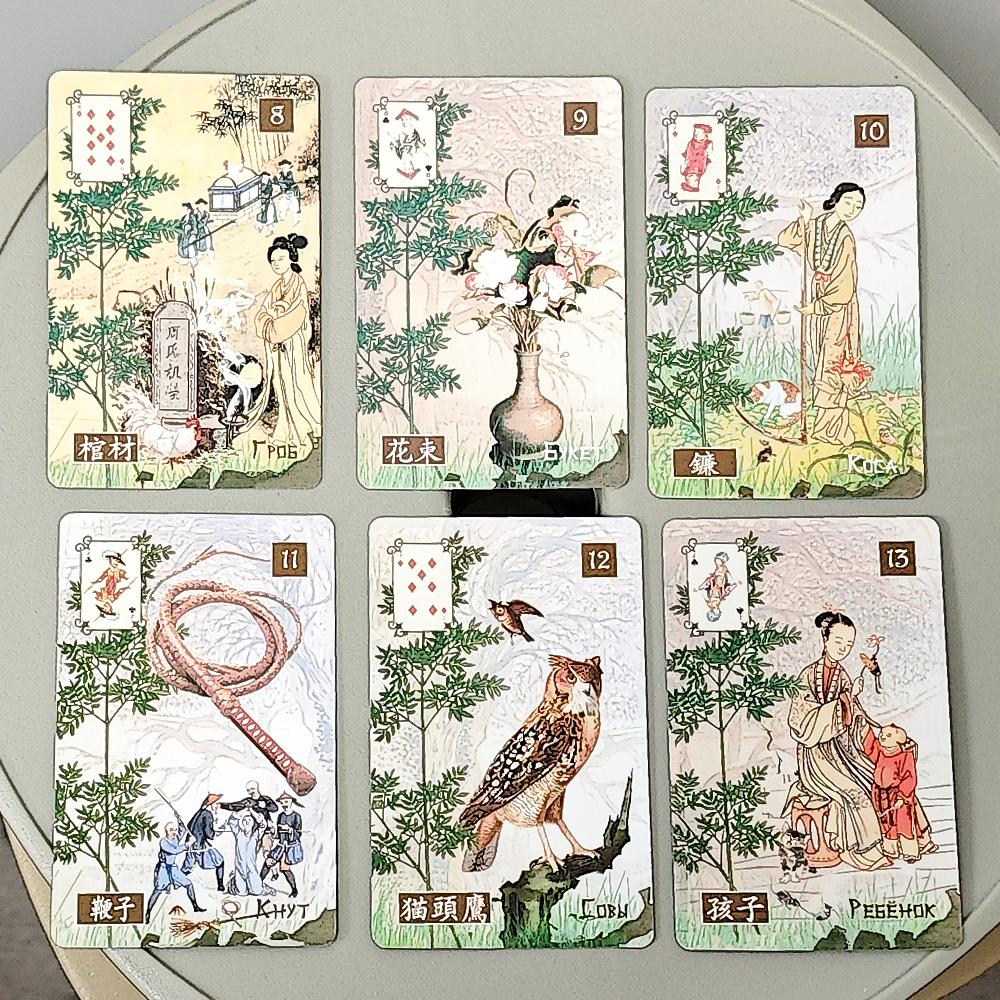 Chinese Lenormand Deck 9*6cm 37 Pcs Lenormand Cards In Russian and Chinese Language
