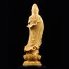 Natural Cypress Guanyin  Buddha Decorative Characters Statue ,Solid Wood Art Carving Home Room Office Feng Shui Statue