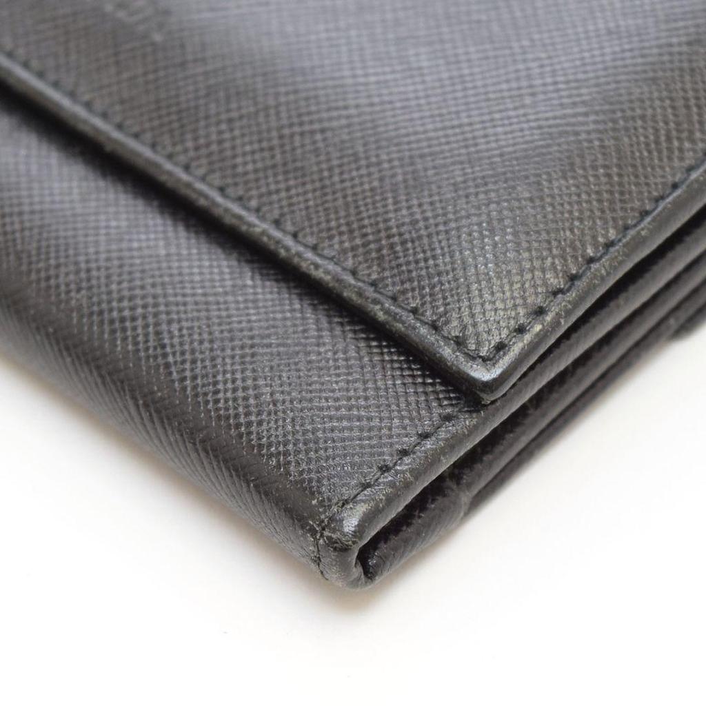 Used 589731 PRADA Saffiano Leather Tri-fold Wallet Nero Black