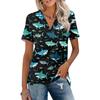 Women's Casual V Neck Short Sleeve T Shirt with Print Top