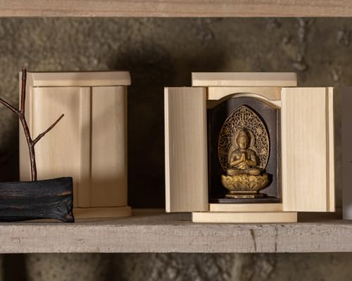 Zeku Bodhisattva, a Buddhist Statue In a Shrine (with an Antique Gold Finish) - Prayer At Kongo Sammai-in Temple, Mount Koya - Amulet and Guardian of