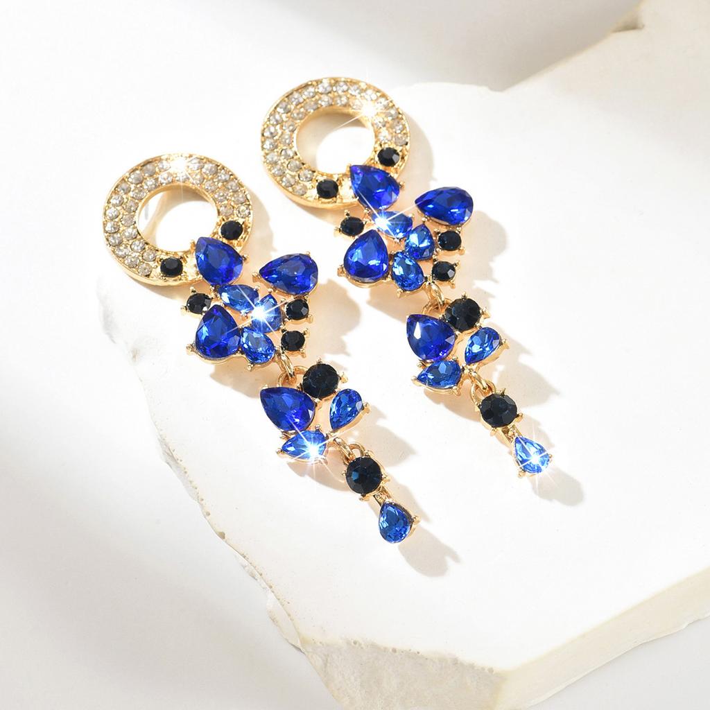 Französischer Hof Windschutzscheibe Kristall Rechteckige Ohrringe Exquisite Leichter Luxus High-End Stecker Ohrringe Mode Übertriebene Ohrringe Frauen