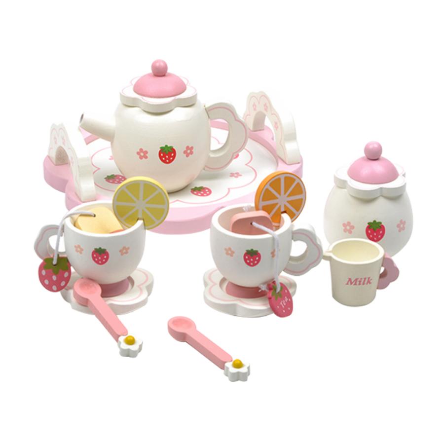 Early Education Simulation Children Playing House, White Strawberries, Afternoon Tea, Cake, Tea Set Combination, Girls' Kitchen,
