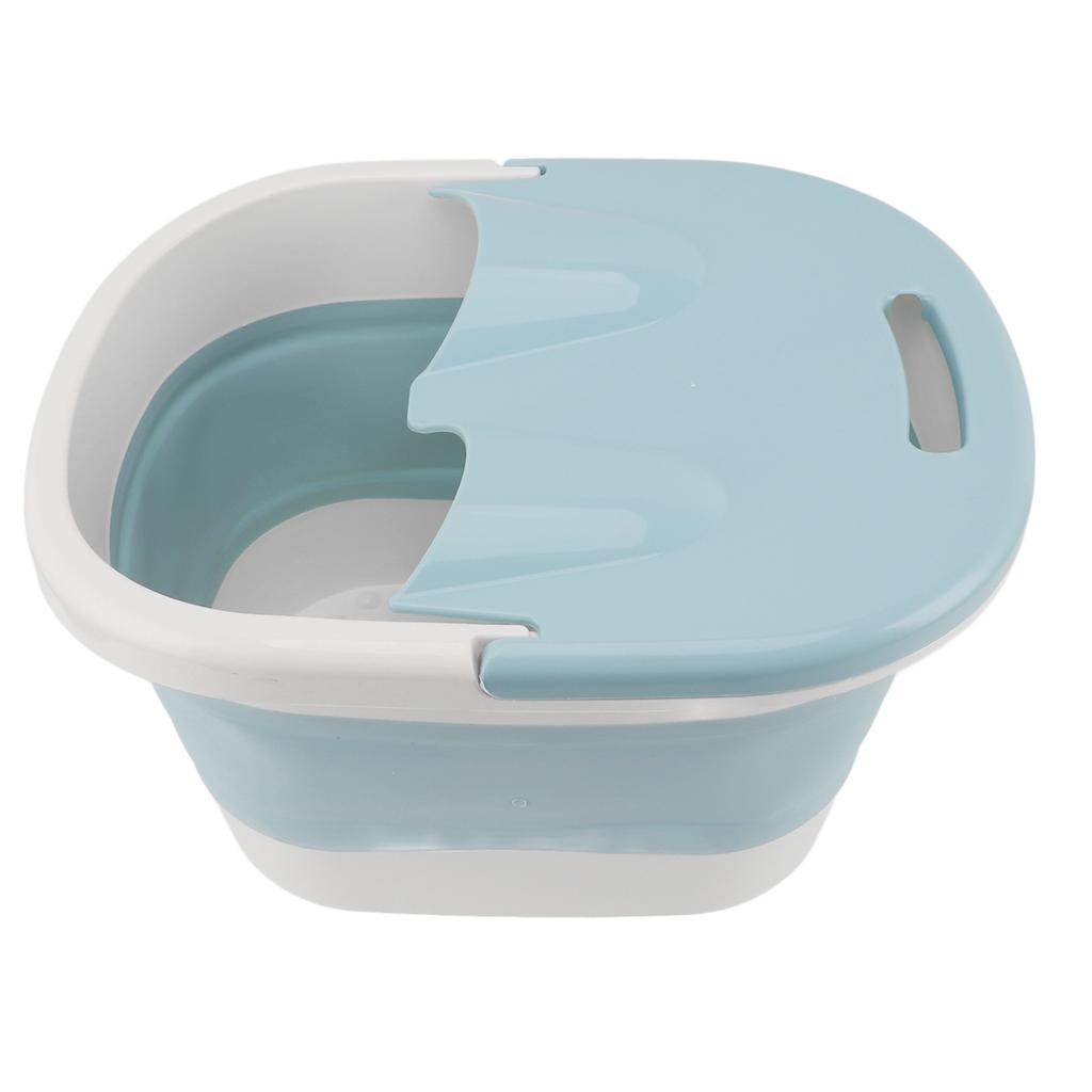 Foot Bath Tub Heightened Collapsible Portable Massage Function with Lid Foot Soaking Bucket for Home Blue