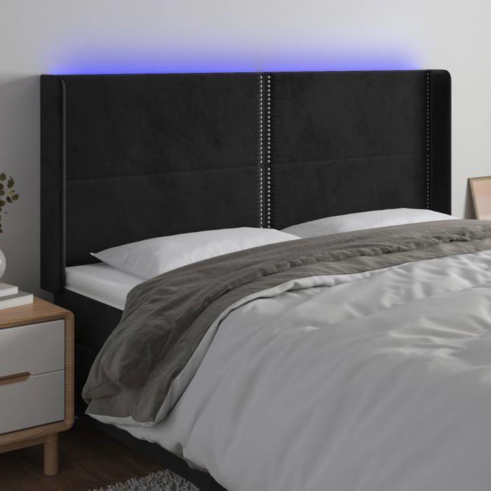 VidaXL Tête de Lit à LED Meuble de Chambre à Coucher Accessoire de Lit Double Tête de Cadre de Lit Intérieur Noir 3123976