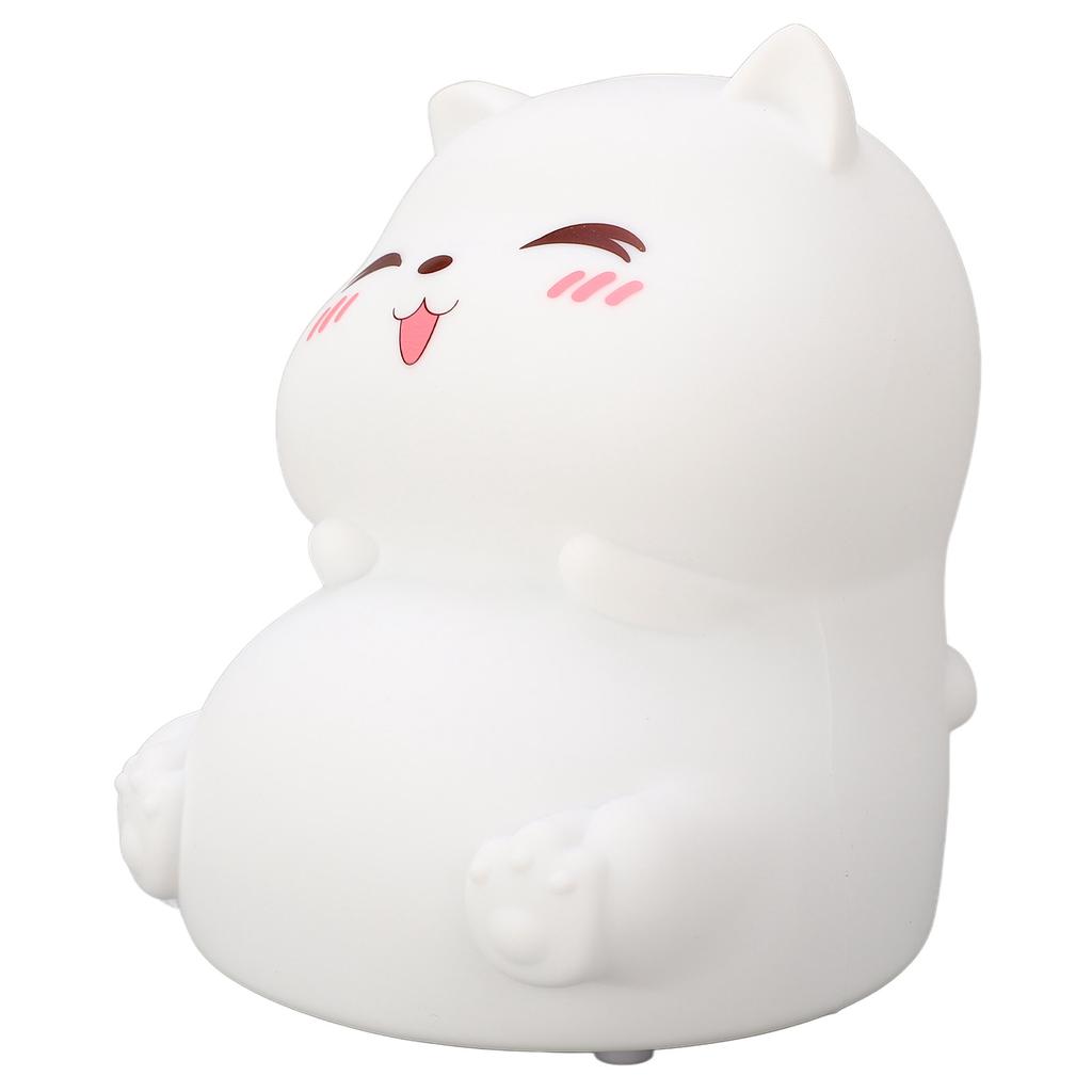 Silicone Night Lamp Cute Cat Tap Control   Color Rechargeable Soft Night Light for Bedroom