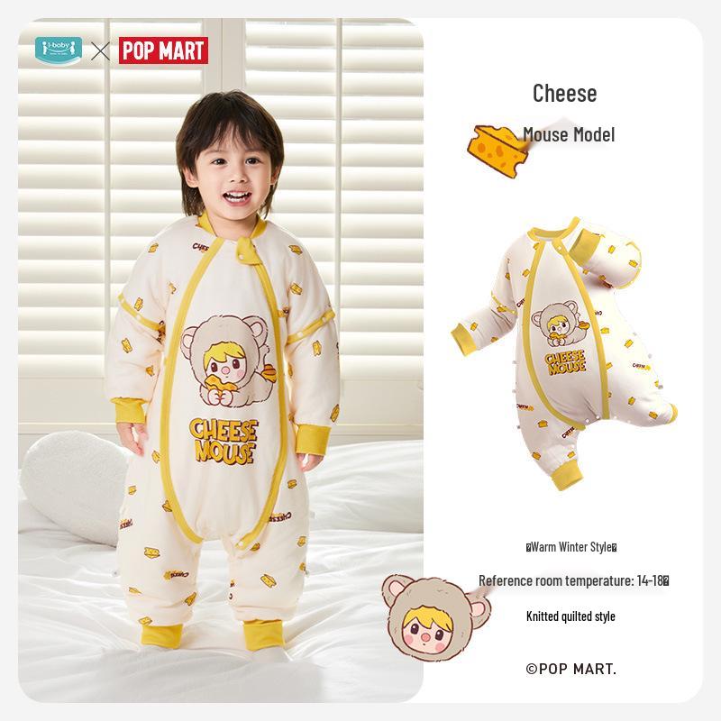 iBaby English Baby Split-Leg Sleeping Bag: Autumn/Winter Pop Mart IP Collab, Knitted & Quilted, Constant Temp Control