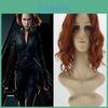 Peruca Curta Cacheada Sintética Cosplay Luxuosa Viúva Negra Natasha Romanoff Para Perfeição Máxima do Traje