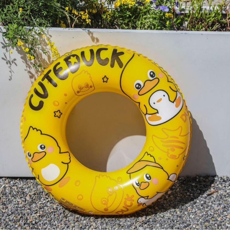 Factory wholesale small yellow duck children's thickened swimming ring baby cartoon inflatable anti-rollover armpit ring