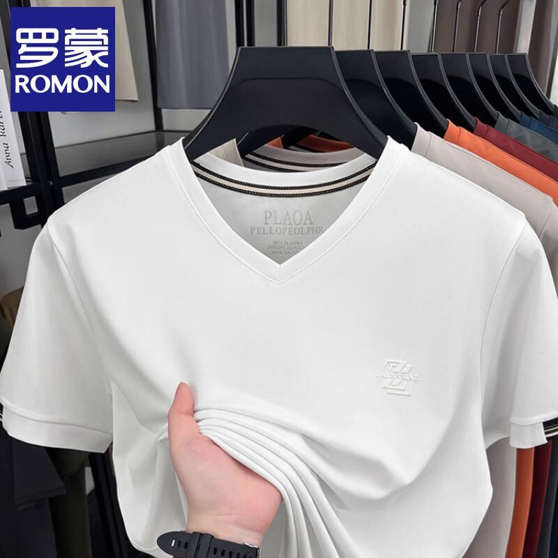 Luomeng Men s Ice Silk V-Neck Short Sleeve T-Shirt 4XL