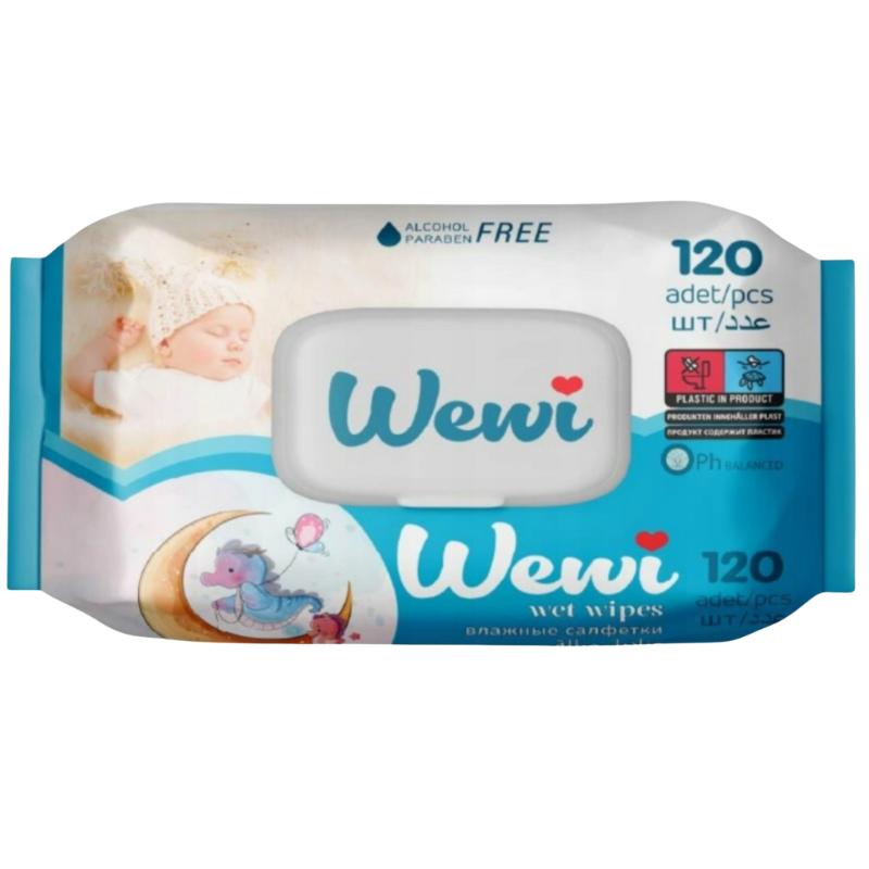 Wewi Baby Feuchttücher für Kinder, Alkoholfrei und Parabenfrei, 120 Stück