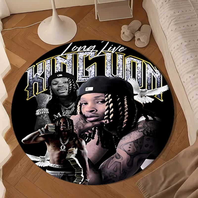 King Of The Rapper Round Rug for Livingroom,Bedroom, Palyroom, Chair Rug, Area Rug, Circle Carpet, Large Size Fan Christmas Gift