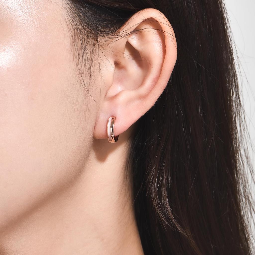 PHNIBIRD Kroužkové náušnice pro ženy, stříbro 925, hypoalergenní, růžové zlato, kroužkové náušnice pro dívky, 13 mm, roztomilé náušnice pro dospělé, růžové zlato