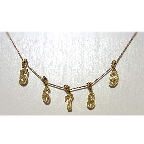 July Hawaiian Jewelry Number Necklace for Men and Women, Kaleikini Stainless Steel, 14K Yellow Gold Plated, Size 8, 40cm-45cm