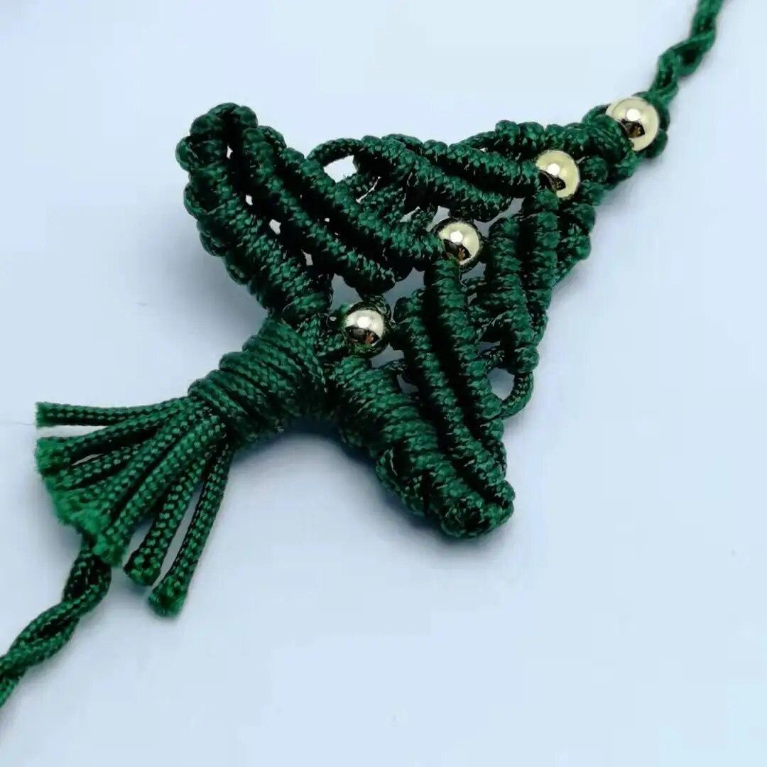 

18-каратные золотые бусины ручной работы, браслет из макраме с рождественской елкой, рождественский талисман, подарок для пары, друга TREE