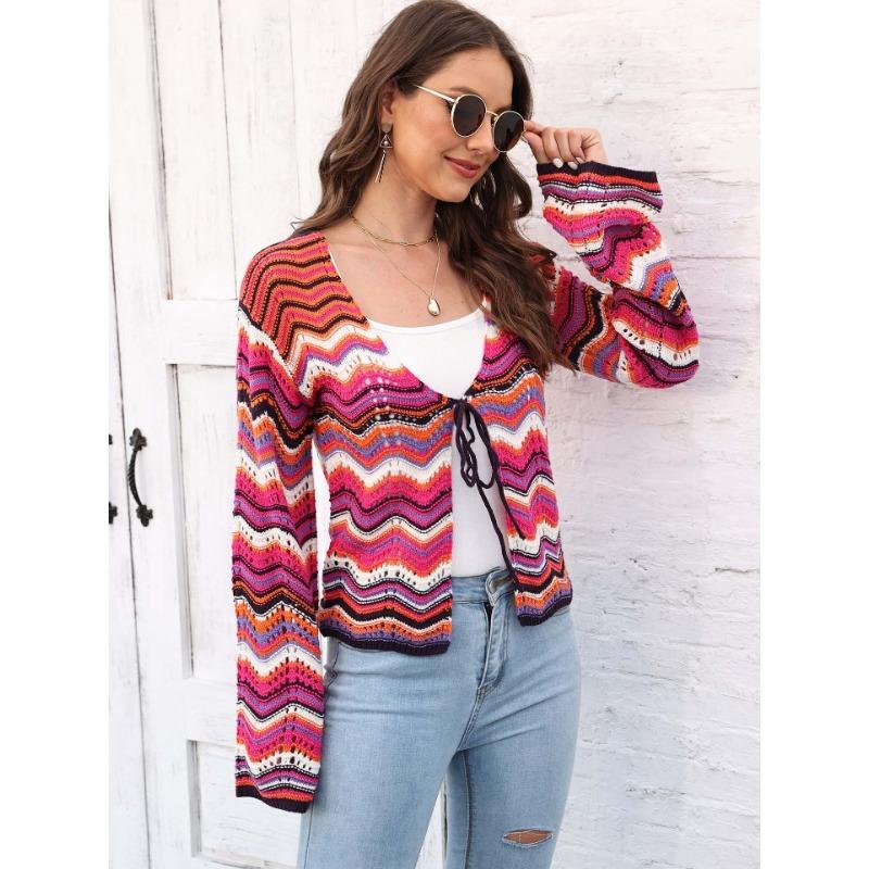 Women's Fall and Winter Wavy Patchwork Striped Sweater