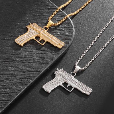 Hip Hop Vollbesetzte Maschinengewehr Halskette Persönlichkeit Kreativer Maschinenpistolen Anhänger
