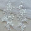 1Pair White Black Applique Flower Sequins Lace Fabric Patch For Garment Wedding Accessories Cloth DIY Reapir Craft