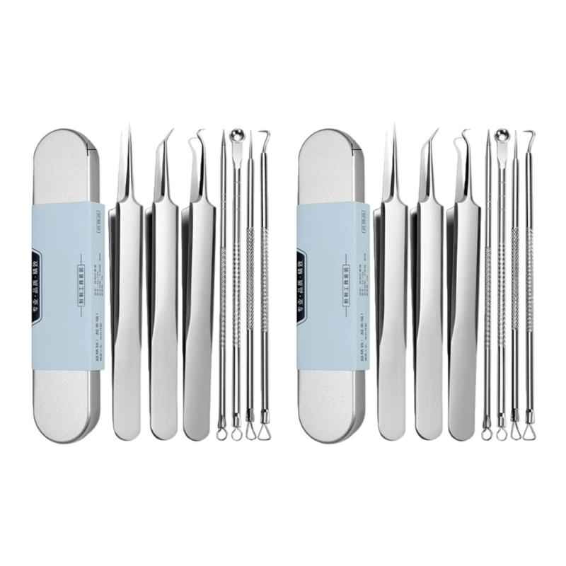 Professional Stainless Steel Blackhead Extractor Set Of 7 Pieces For Deep Pore Cleaning And Skin Cares