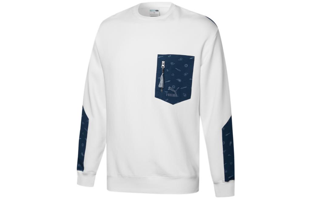 PUMA Sweatshirts Men s White Crew Neck Moderate Regular 534981-02 XL