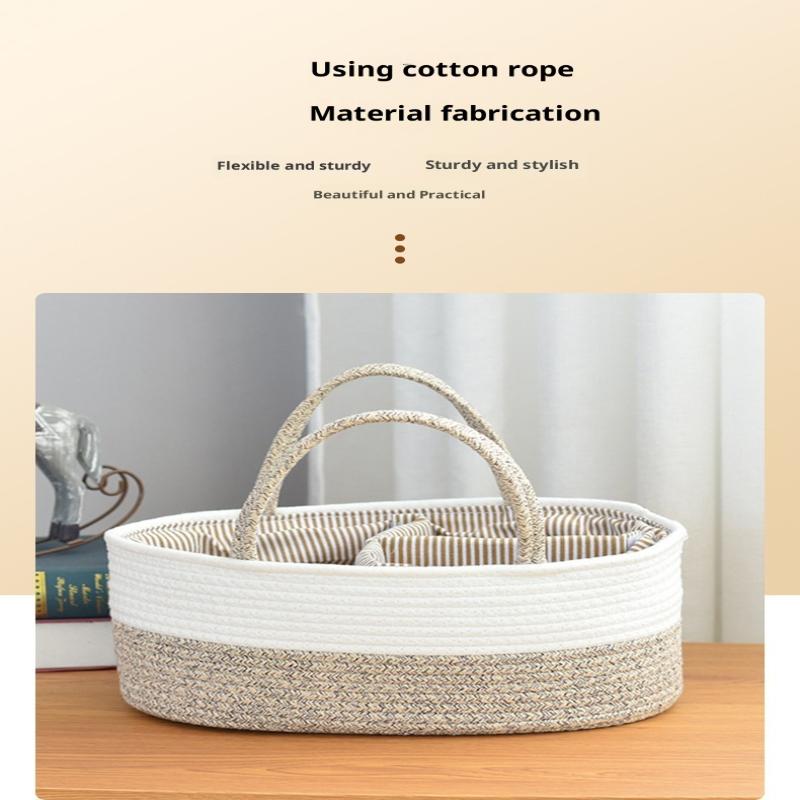 Baby Diaper Organizer Bag Woven Cotton Caddy Bag Multipurpose Bag Category Placement Basket