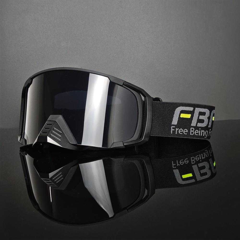 Off-road goggles for outdoor sports, downhill motorcycle, anti-mud and sand windproof helmet, riding goggles Black Frame Black Film FB